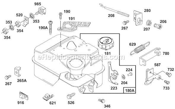 Page H Diagram and Parts List for 80200SERIES 2201-2413, 2416, 2419, 2421, 2422, 2423, 2424, 2426, 2428, 2429 Briggs and Stratton Engine